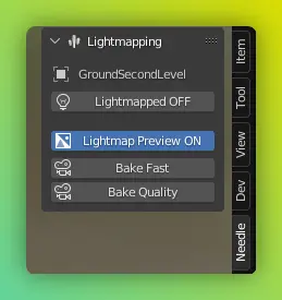 Lightmapping scene panel