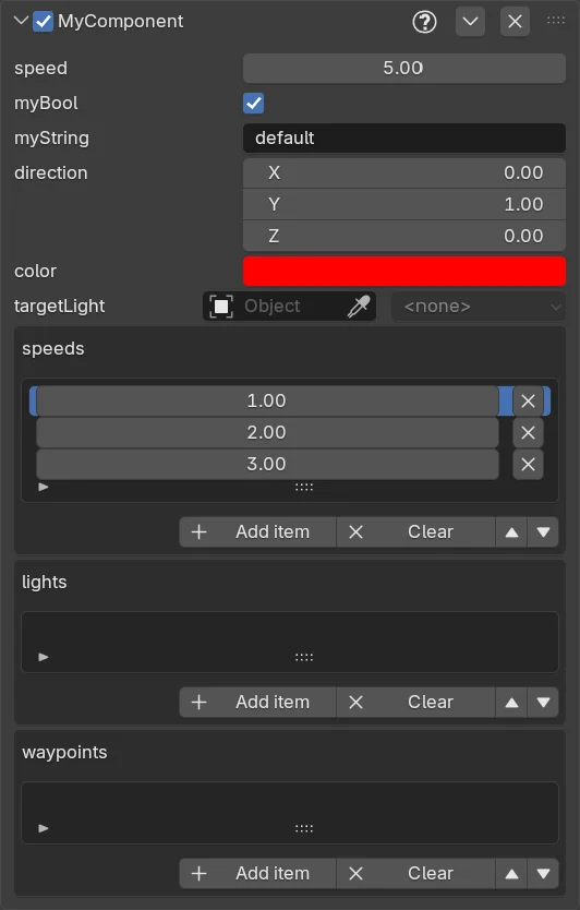 Component Properties