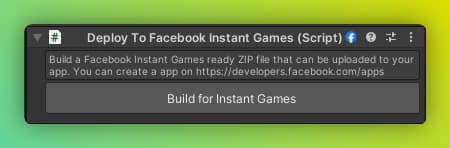 Deploy to facebook instant games component