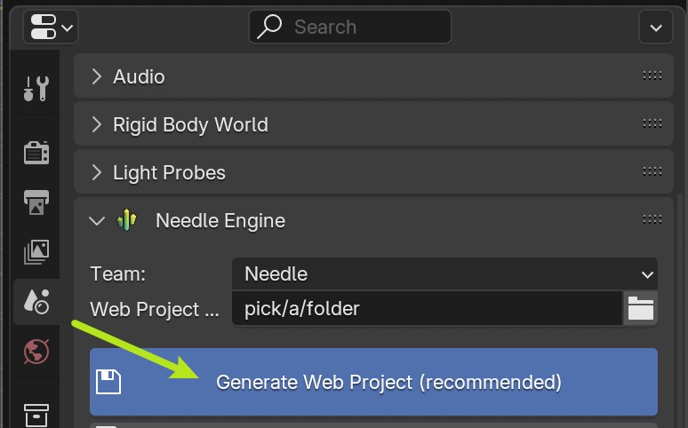 Creating a web project from Blender