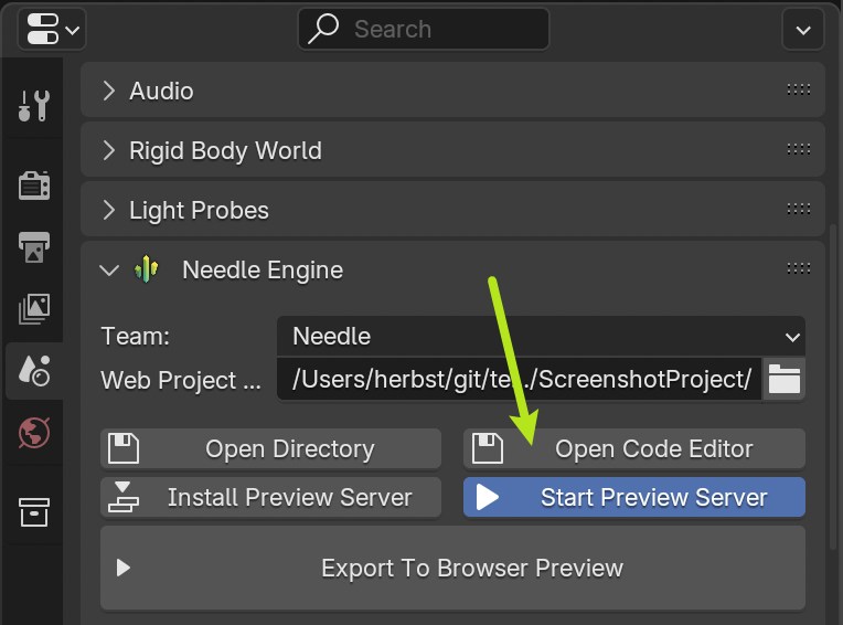 Opening the Code Editor from Blender