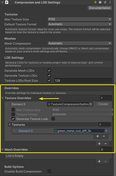 Unity Individual Texture Settings