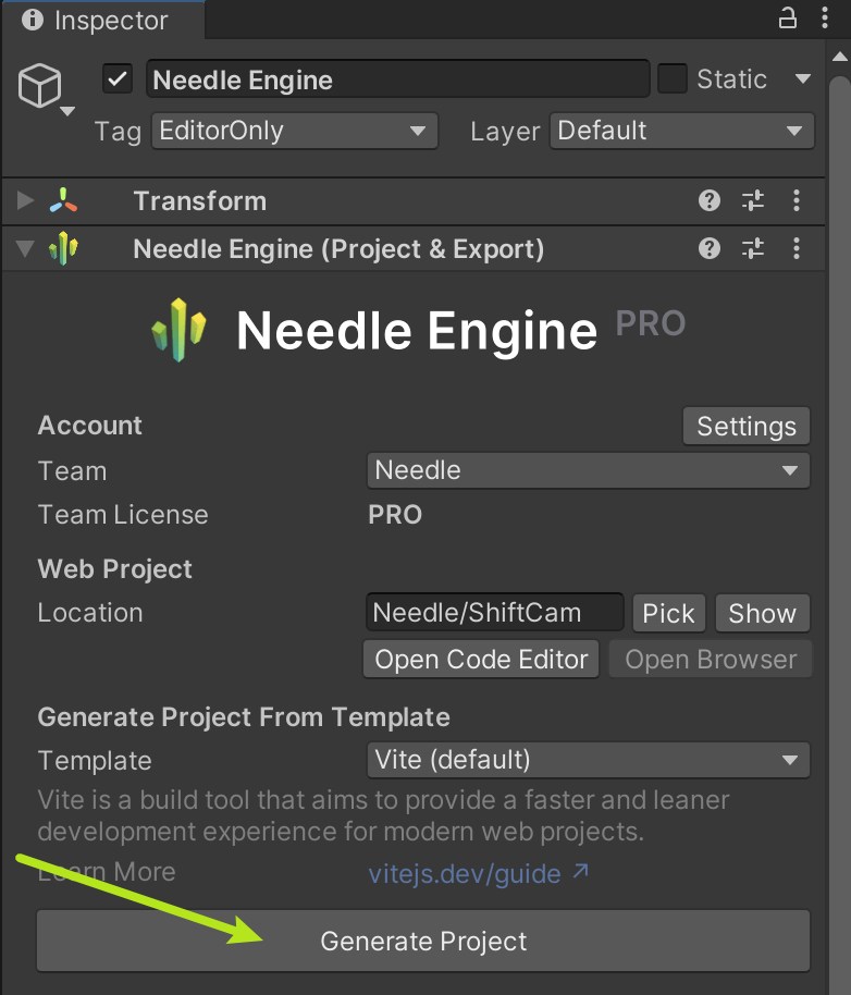 Creating a web project from Unity