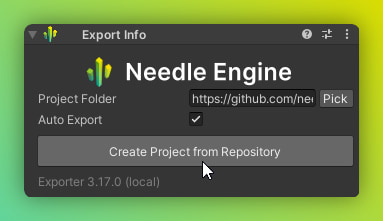 Unity ExportInfo local templates